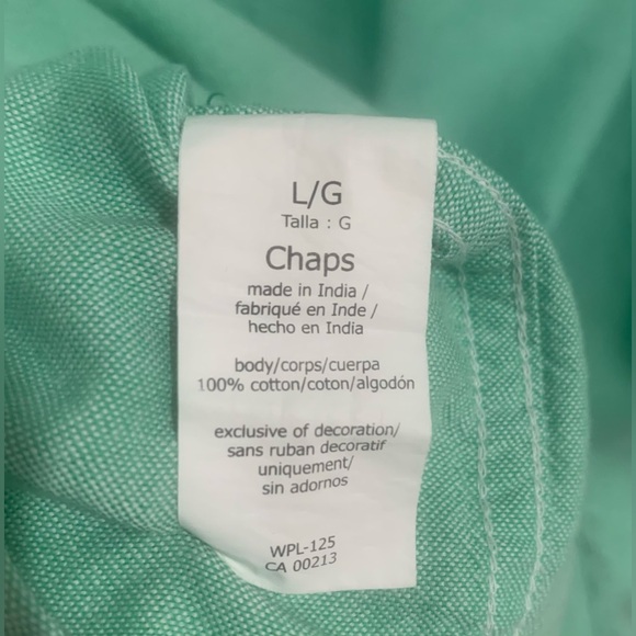 Chaps NWT Lime Green Oxford Long Sleeve Button Down Shirt Logo Men's Large - Picture 7 of 7